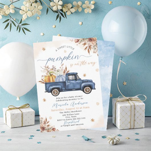 Invitation Elégante aquarelle un doux petit citrouille Baby S