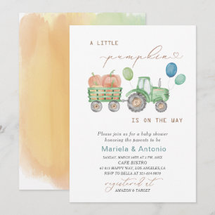 Invitation Elégante aquarelle Un petit Baby shower Citrouille