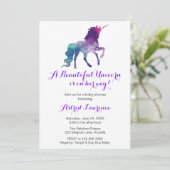 Invitation Elégante aquarelle Unicorn Baby shower moderne (Debout devant)