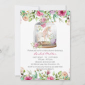 Invitation Elégante aquarelle Unicorn Chic Baby shower floral (Devant)