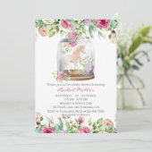 Invitation Elégante aquarelle Unicorn Chic Baby shower floral (Debout devant)