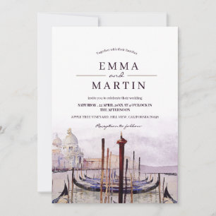 Invitation Elégante aquarelle Venise Mariage Italie Mariage