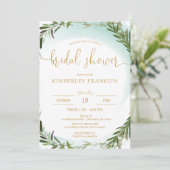 Invitation Elégante aquarelle verdure et Fête des mariées de (Debout devant)