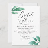 Invitation Elégante aquarelle verdure fleurie douche nuptiale (Devant)