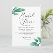 Invitation Elégante aquarelle verdure fleurie douche nuptiale (Debout devant)