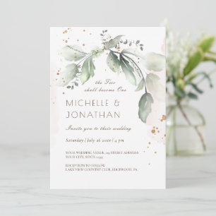 Invitation Elégante aquarelle Verdure Mariage Christian