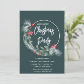 Invitation Elégante aquarelle verte entreprise de couronnes (Debout devant)