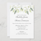 Invitation Elégante aquarelle verte Feuille Mariage (Dos)