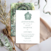 Invitation Elégante Aquarelle verte intemporelle Mariage Mono