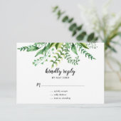 Invitation Elégante aquarelle verte Mariage botanique RSVP (Debout devant)