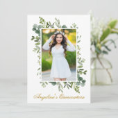 Invitation Elégante aquarelle verte photo Quinceanera (Debout devant)