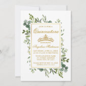 Invitation Elégante aquarelle verte photo Quinceanera (Dos)