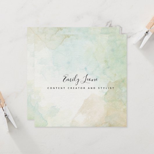 Invitation Elégante aquarelle verte Sage (Devant/Arrière en situation)