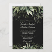 Invitation Elégante aquarelle verte sur Arrière - plan noir (Devant)