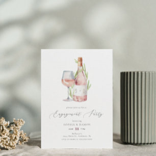 Invitation Elégante Aquarelle Vin Monogramme Partie d'engagem