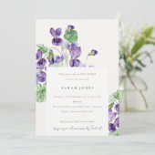 Invitation Elégante aquarelle violet Baby shower floral (Debout devant)
