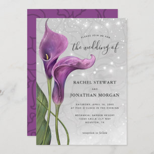 Invitation Elégante aquarelle violet Calla Lily Mariage Invit