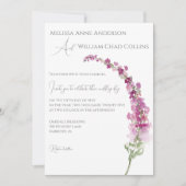 Invitation Elégante aquarelle violet Delphinium Floral (Devant)