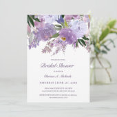 Invitation Elégante aquarelle violet Fête des mariées de fleu (Debout devant)