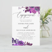 Invitation Elégante aquarelle violet fiançailles florales (Debout devant)