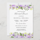 Invitation Elégante aquarelle violet floral Dîner de répétiti (Devant)