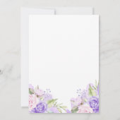 Invitation Elégante aquarelle violet floral fille Baptême (Dos)