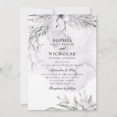 Invitation Elégante aquarelle violet foncé mariage (Devant)