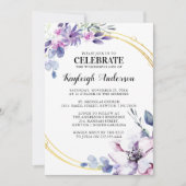 Invitation Elégante aquarelle violet Mémorial aux fleurs (Devant)