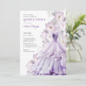 Invitation Elégante aquarelle violet poussiéreux robe formell (Debout devant)