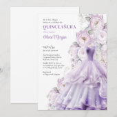 Invitation Elégante aquarelle violet poussiéreux robe formell (Devant / Derrière)