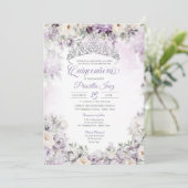 Invitation Elégante aquarelle violette claire Quinceañera (Debout devant)