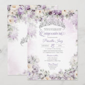 Invitation Elégante aquarelle violette claire Quinceañera (Devant / Derrière)