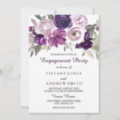 Invitation Elégante Aquarelle violette Fleur d'engagement (Devant)