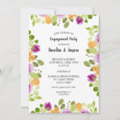 Invitation Elégante Aquarelle violette Fleur d'engagement (Devant)