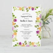 Invitation Elégante Aquarelle violette Fleur d'engagement (Debout devant)