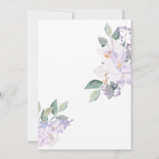 Invitation Elégante Aquarelle violette Fleurs et verdure (Dos)