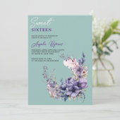 Invitation Elégante Aquarelle violette Florale Wreath Sweet 1 (Debout devant)