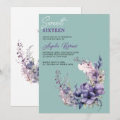 Invitation Elégante Aquarelle violette Florale Wreath Sweet 1 (Devant / Derrière)