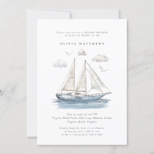 Invitation Elégante aquarelle voile Fête des mariées de yacht