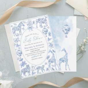 Invitation Elégante aquarelleToile Safari Chinoiserie Baby S