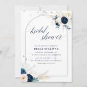 Invitation Elégante Arc Bleu & Blanc Fête des mariées Florale (Devant)