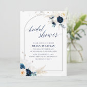 Invitation Elégante Arc Bleu & Blanc Fête des mariées Florale (Debout devant)