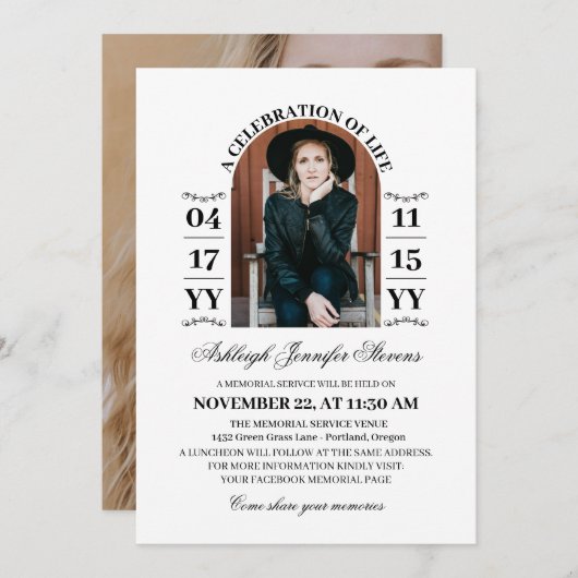 Invitation Élégante Arche Blanche Photo Une célébration de la (Devant / Derrière)