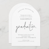 Invitation Élégante Arche de Grad Luncheon en Texte Noir (Devant / Derrière)