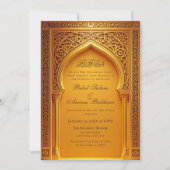 Invitation Elégante Arche d'or Mariage islamique Invit (Devant)