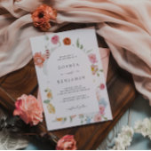 Invitation Elégante Arche Mariage aux fleurs de printemps col