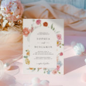 Invitation Elégante Arche Mariage aux fleurs de printemps col