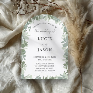Invitation Élégante Arche Vert Sauge Eucalyptus Mariage