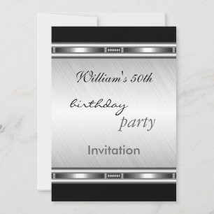 Invitation Élégante Argent 50e Anniversaire
