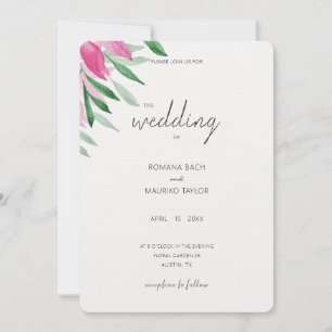 Invitation Élégante Art Floral Boho Rose Aquarelle